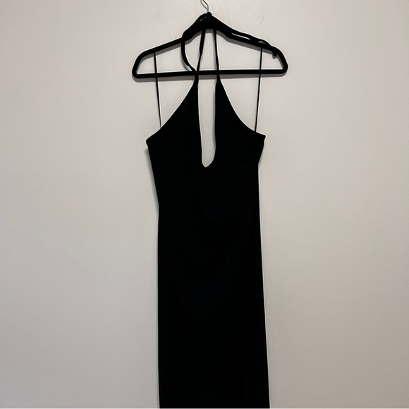 Old Navy Womens A Line Dress Black Ribbed Midi Halter Sleeveless Knit 2X Summer - Picture 1 of 7
